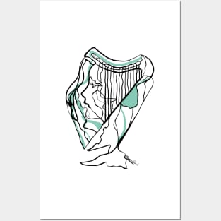 Single Line - Harpist Posters and Art